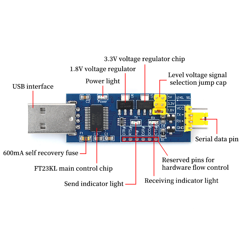 1/5/10 قطع وحدة تحويل USB إلى  - مراجعة Level Shifter 3.3V وسعره