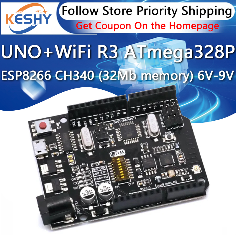 UNO + WiFi R3 ATmega328P + ESP - مراجعة Esp8266 Nodemcu Board وسعره